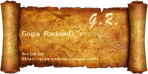 Goga Radomér névjegykártya